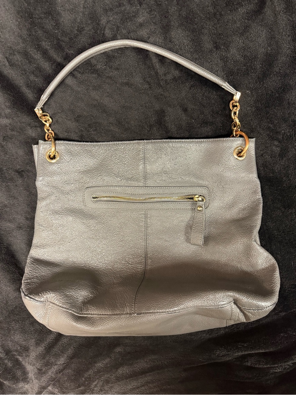 ⚫️ Cuore & Pelle Pebbled Leather Large Shoulder Bag Medium Grey